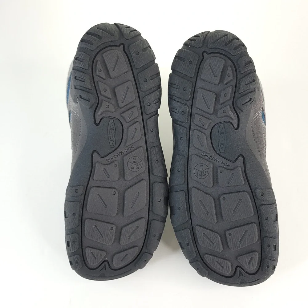 KEEN Targhee Mid Hiking Boots Youth 4‎ Blue Gray Waterproof Outdoor Play Walking